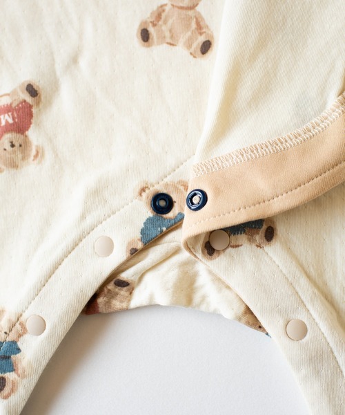 mocmof（モクモフ）の「テディベア柄 かんたんロンパース（ロンパース・キッズ・グレー/アイボリー・60cm/70cm/80ｃｍ）」の8枚目の写真