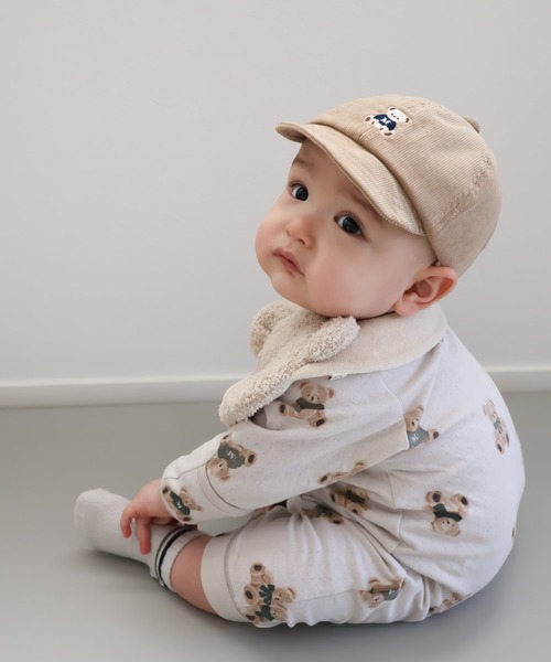 mocmof（モクモフ）の「テディベア柄 かんたんロンパース（ロンパース・キッズ・グレー/アイボリー・60cm/70cm/80ｃｍ）」の4枚目の写真