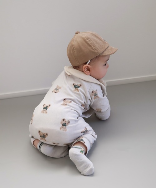 mocmof（モクモフ）の「テディベア柄 かんたんロンパース（ロンパース・キッズ・グレー/アイボリー・60cm/70cm/80ｃｍ）」の5枚目の写真