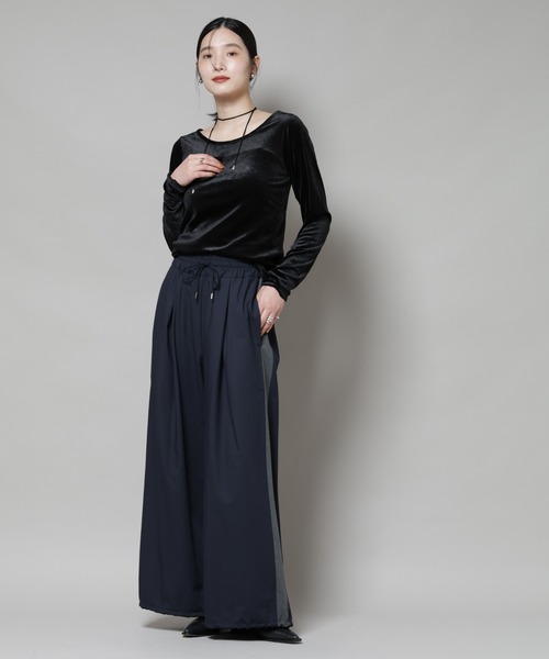 NANO universe(ナノユニバース)の「前後2wayベロアカットトップス(セットアップ可)(Tシャツ/カットソー・レディース・ブラック/レッド系その他/グリーン系その他4・FREE)」の18枚目の写真