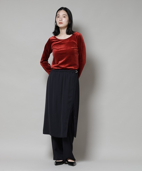 NANO universe(ナノユニバース)の「前後2wayベロアカットトップス(セットアップ可)(Tシャツ/カットソー・レディース・ブラック/レッド系その他/グリーン系その他4・FREE)」の14枚目の写真