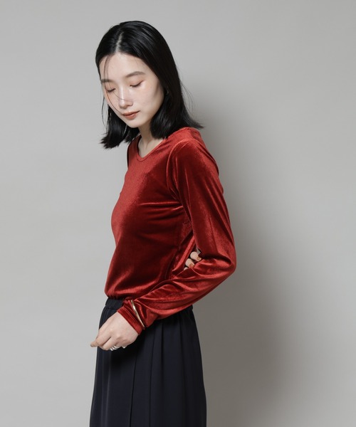 NANO universe(ナノユニバース)の「前後2wayベロアカットトップス(セットアップ可)(Tシャツ/カットソー・レディース・ブラック/レッド系その他/グリーン系その他4・FREE)」の13枚目の写真