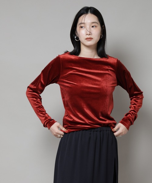 NANO universe(ナノユニバース)の「前後2wayベロアカットトップス(セットアップ可)(Tシャツ/カットソー・レディース・ブラック/レッド系その他/グリーン系その他4・FREE)」の22枚目の写真