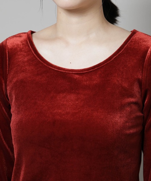 NANO universe(ナノユニバース)の「前後2wayベロアカットトップス(セットアップ可)(Tシャツ/カットソー・レディース・ブラック/レッド系その他/グリーン系その他4・FREE)」の10枚目の写真