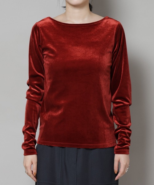 NANO universe(ナノユニバース)の「前後2wayベロアカットトップス(セットアップ可)(Tシャツ/カットソー・レディース・ブラック/レッド系その他/グリーン系その他4・FREE)」の4枚目の写真