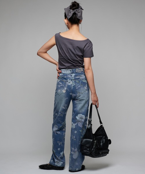 Narcissus(ナルシス)の「【総柄】フラワープリントデニムパンツ《動画あり》(デニムパンツ・レディース・ブルー・FREE)」の4枚目の写真