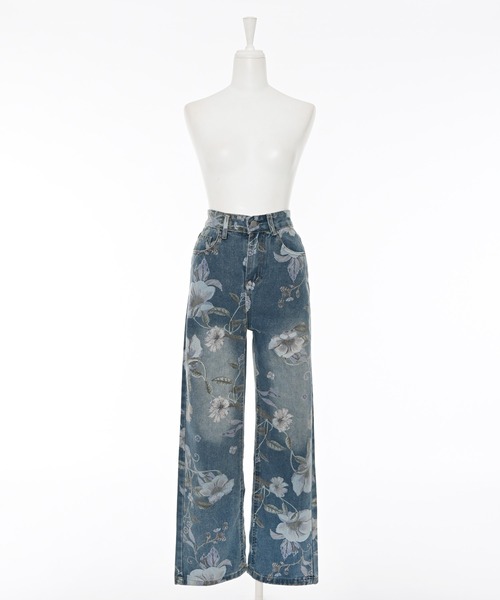 Narcissus(ナルシス)の「【総柄】フラワープリントデニムパンツ《動画あり》(デニムパンツ・レディース・ブルー・FREE)」の5枚目の写真