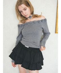 CALNAMUR | 3Dローズチョーカー付きニット(ニット/セーター)