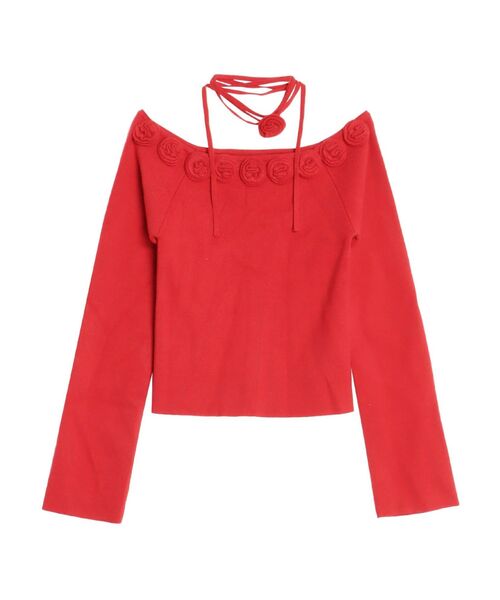 CALNAMUR（カルナムール）の「3Dローズチョーカー付きニット（ニット/セーター・レディース・レッド/グレー/ブラック・FREE）」の3枚目の写真