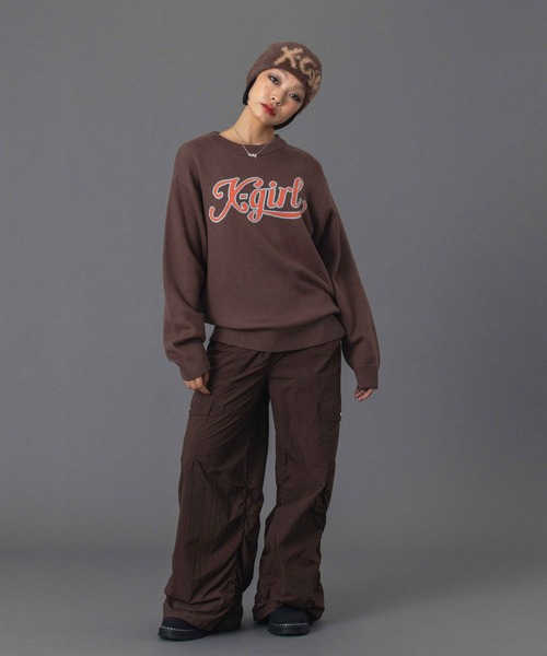 X-girl（エックスガール）の「SIGNATURE LOGO SHAGGY BEANIE（ニットキャップ/ビーニー・レディース・ブラック/ライトブルー/ブラウン・ONE SIZE）」の11枚目の写真