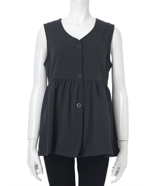 fifth（フィフス）の「Vネックペプラムベスト（ベスト・レディース・チャコールグレー/ブラック/ブルーグレー/ベージュ・M/L）」の15枚目の写真