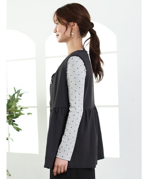 fifth（フィフス）の「Vネックペプラムベスト（ベスト・レディース・チャコールグレー/ブラック/ブルーグレー/ベージュ・M/L）」の7枚目の写真