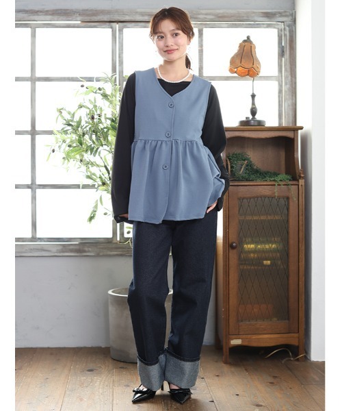 fifth（フィフス）の「Vネックペプラムベスト（ベスト・レディース・チャコールグレー/ブラック/ブルーグレー/ベージュ・M/L）」の13枚目の写真