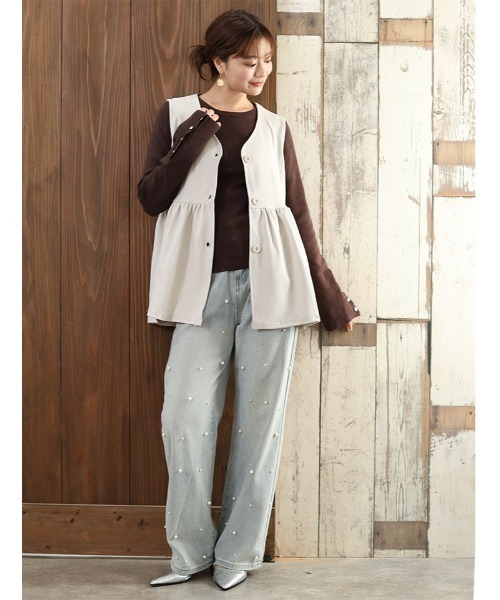 fifth（フィフス）の「Vネックペプラムベスト（ベスト・レディース・チャコールグレー/ブラック/ブルーグレー/ベージュ・M/L）」の14枚目の写真