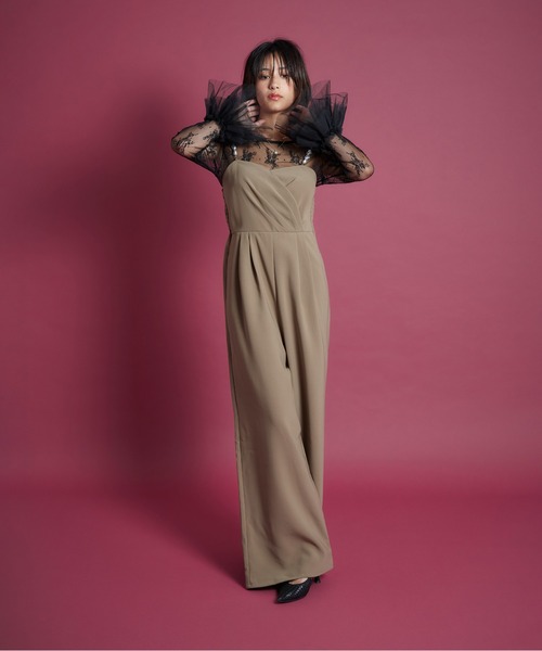 My shawty(マイシャウティー)の「2way pearl strap pants dress(パンツドレス・レディース・ブラック/ベージュ/ライトベージュ・SMALL/MEDIUM/LARGE)」の7枚目の写真