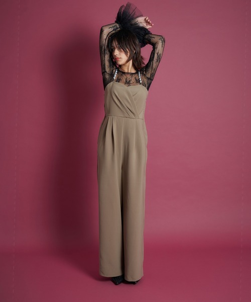 My shawty(マイシャウティー)の「2way pearl strap pants dress(パンツドレス・レディース・ブラック/ベージュ/ライトベージュ・SMALL/MEDIUM/LARGE)」の10枚目の写真