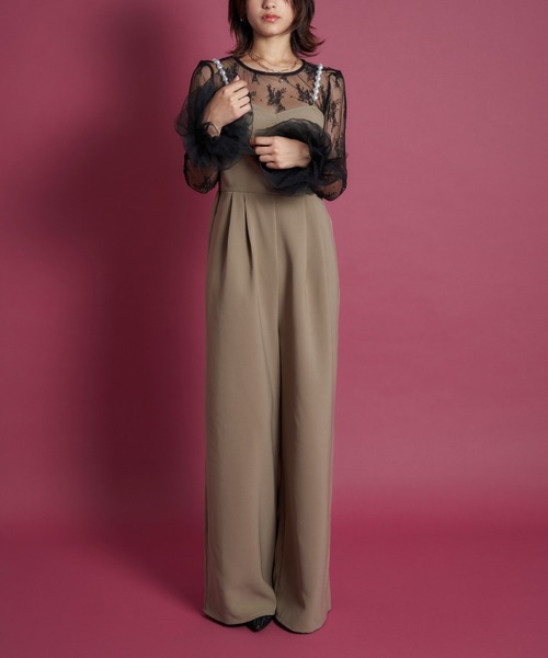 My shawty(マイシャウティー)の「2way pearl strap pants dress(パンツドレス・レディース・ブラック/ベージュ/ライトベージュ・SMALL/MEDIUM/LARGE)」の11枚目の写真