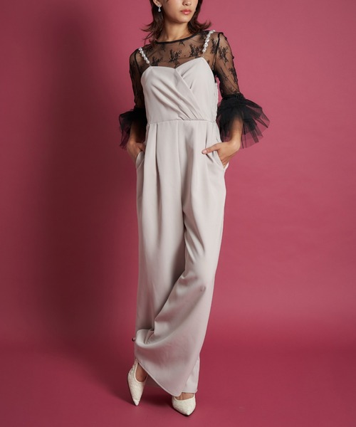 My shawty(マイシャウティー)の「2way pearl strap pants dress(パンツドレス・レディース・ブラック/ベージュ/ライトベージュ・SMALL/MEDIUM/LARGE)」の14枚目の写真