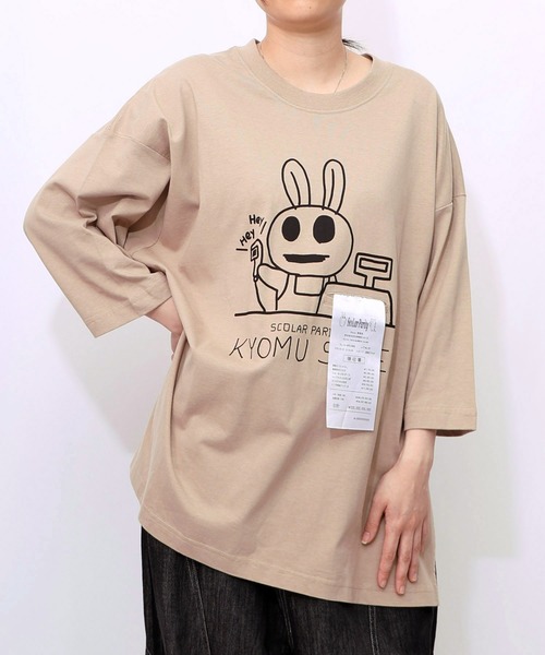 ScoLar Parity(スカラーパリティ)の「353111:虚無ストアでお買い物柄 Tシャツ(Tシャツ/カットソー・レディース・ブラック/オフホワイト/グリーン/ベージュ・M)」の3枚目の写真