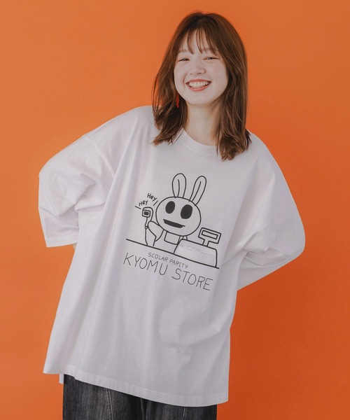 ScoLar Parity(スカラーパリティ)の「353111:虚無ストアでお買い物柄 Tシャツ(Tシャツ/カットソー・レディース・ブラック/オフホワイト/グリーン/ベージュ・M)」の2枚目の写真