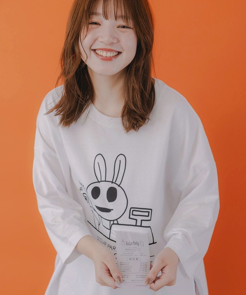 ScoLar Parity(スカラーパリティ)の「353111:虚無ストアでお買い物柄 Tシャツ(Tシャツ/カットソー・レディース・ブラック/オフホワイト/グリーン/ベージュ・M)」の6枚目の写真