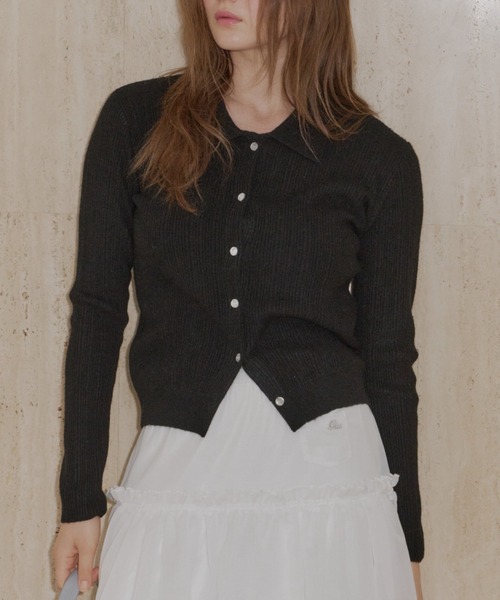 giunon ソフトニットカーディガン ピンク セール】soft knit collar cardigan / ソフトニットカラーカーディガン