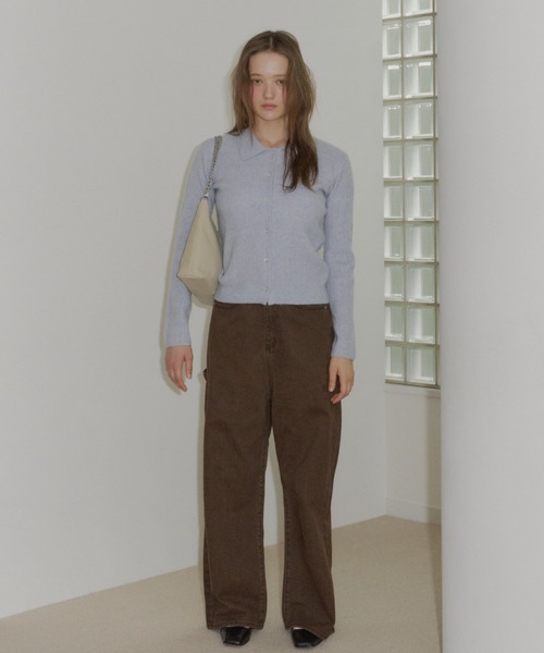 GIUNON(ジウノン)の「soft knit collar cardigan / ソフトニットカラーカーディガン(カーディガン/ボレロ・レディース・ピンク/ブラック/ブルー/グレー・FREE)」の5枚目の写真