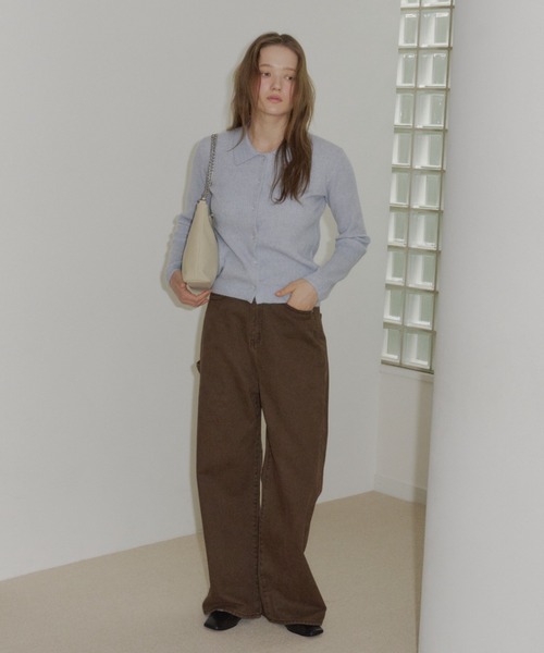 GIUNON(ジウノン)の「soft knit collar cardigan / ソフトニットカラーカーディガン(カーディガン/ボレロ・レディース・ピンク/ブラック/ブルー/グレー・FREE)」の7枚目の写真