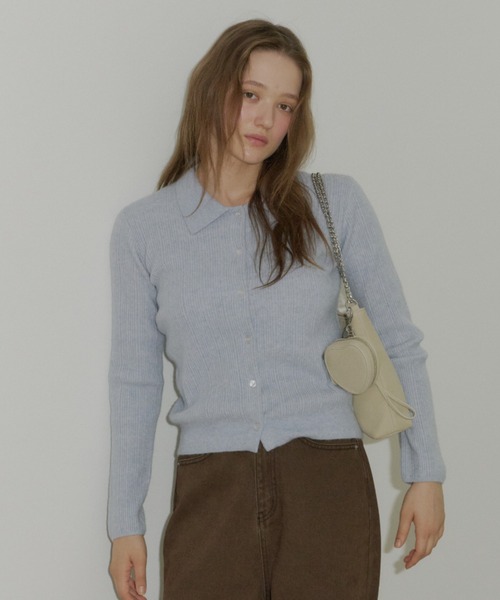 GIUNON(ジウノン)の「soft knit collar cardigan / ソフトニットカラーカーディガン(カーディガン/ボレロ・レディース・ピンク/ブラック/ブルー/グレー・FREE)」の10枚目の写真