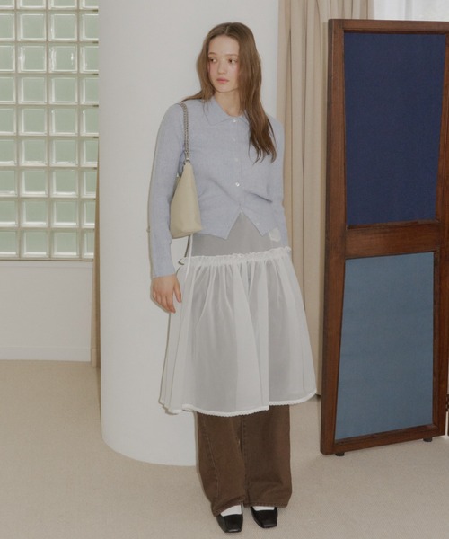 GIUNON(ジウノン)の「soft knit collar cardigan / ソフトニットカラーカーディガン(カーディガン/ボレロ・レディース・ピンク/ブラック/ブルー/グレー・FREE)」の12枚目の写真