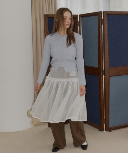 GIUNON(ジウノン)の「soft knit collar cardigan / ソフトニットカラーカーディガン(カーディガン/ボレロ・レディース・ピンク/ブラック/ブルー/グレー・FREE)」の15枚目の写真