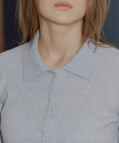 GIUNON(ジウノン)の「soft knit collar cardigan / ソフトニットカラーカーディガン(カーディガン/ボレロ・レディース・ピンク/ブラック/ブルー/グレー・FREE)」の16枚目の写真