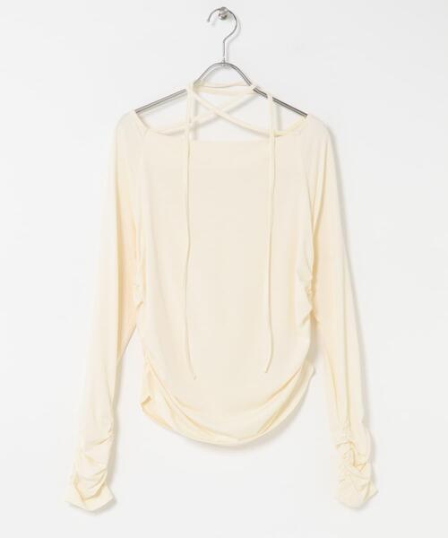 KBF（ケイビーエフ）の「ドレープリボントップス（Tシャツ/カットソー・レディース・アイボリー/ブラック/チャコールグレー・ONE）」の11枚目の写真