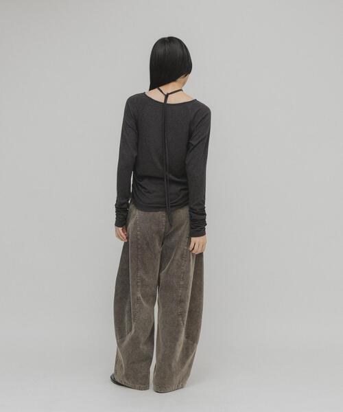 KBF（ケイビーエフ）の「ドレープリボントップス（Tシャツ/カットソー・レディース・アイボリー/ブラック/チャコールグレー・ONE）」の18枚目の写真