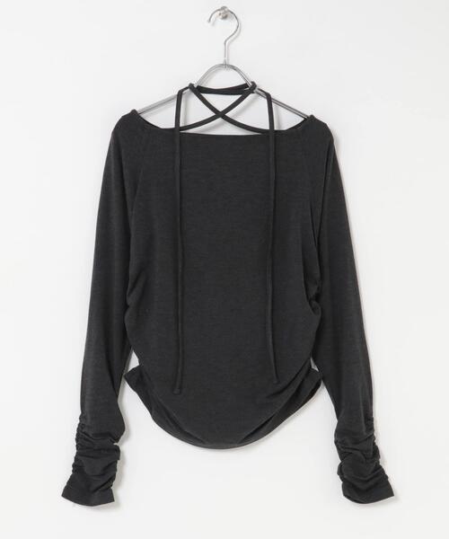 KBF（ケイビーエフ）の「ドレープリボントップス（Tシャツ/カットソー・レディース・アイボリー/ブラック/チャコールグレー・ONE）」の19枚目の写真