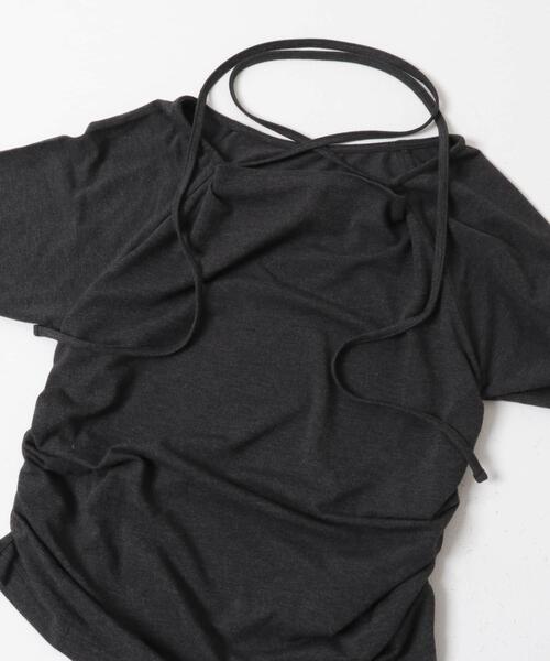 KBF（ケイビーエフ）の「ドレープリボントップス（Tシャツ/カットソー・レディース・アイボリー/ブラック/チャコールグレー・ONE）」の20枚目の写真