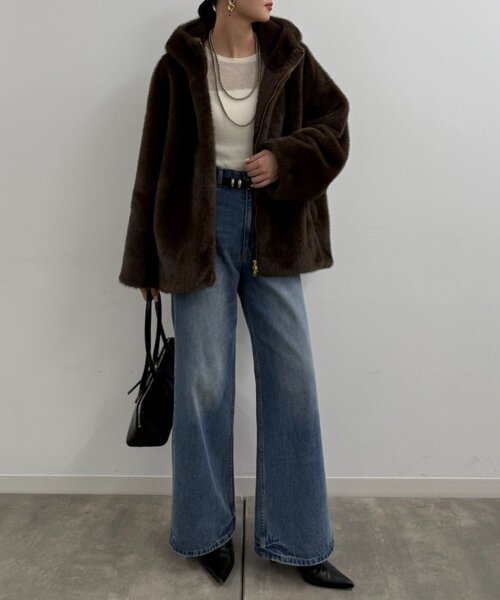 セール】フードフェイクファーブルゾン（ブルゾン）｜LOUNGEDRESS