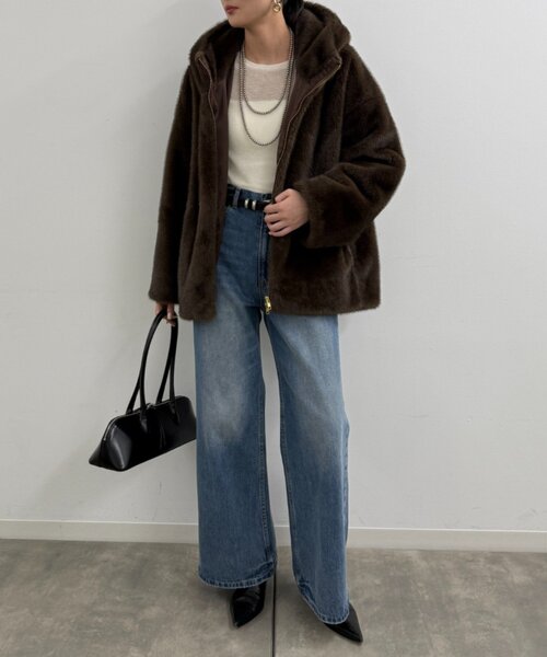 セール】フードフェイクファーブルゾン（ブルゾン）｜LOUNGEDRESS