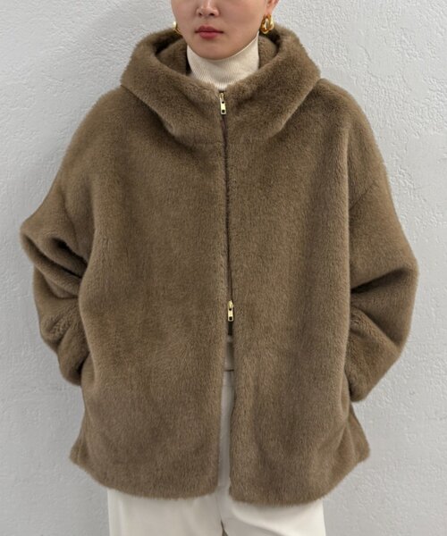 セール】フードフェイクファーブルゾン（ブルゾン）｜LOUNGEDRESS