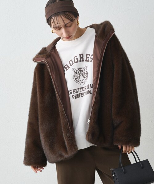 セール】フードフェイクファーブルゾン（ブルゾン）｜LOUNGEDRESS