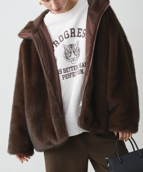 フードフェイクファーブルゾン（ブルゾン）｜LOUNGEDRESS（ラウンジ