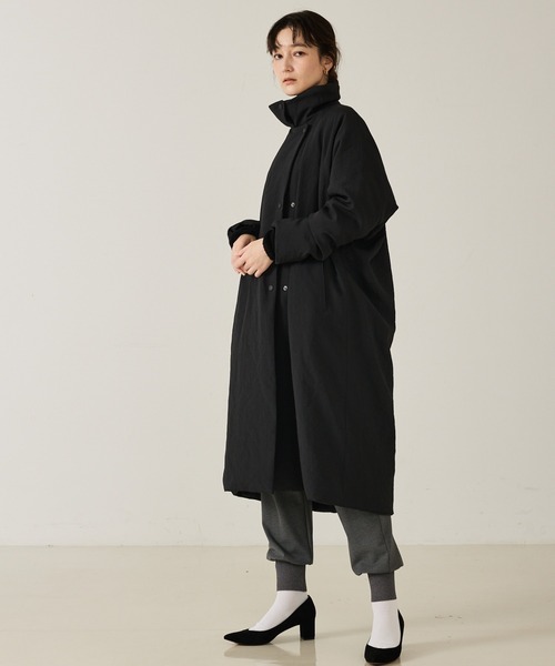 qualite(カリテ)の「最終在庫入荷!在庫あるのみ【昨年完売ダウンが進化して新登場】タスランポリリバーロングダウン/リバーシブル可能//冬服/オフィスカジュアル/モンスターパーカー(ダウンジャケット/コート・レディース・ブラック/ベージュ・38/34)」の8枚目の写真