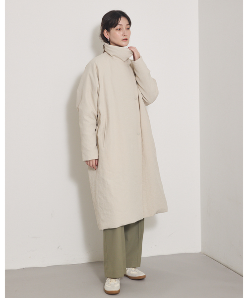 qualite(カリテ)の「最終在庫入荷!在庫あるのみ【昨年完売ダウンが進化して新登場】タスランポリリバーロングダウン/リバーシブル可能//冬服/オフィスカジュアル/モンスターパーカー(ダウンジャケット/コート・レディース・ブラック/ベージュ・38/34)」の3枚目の写真