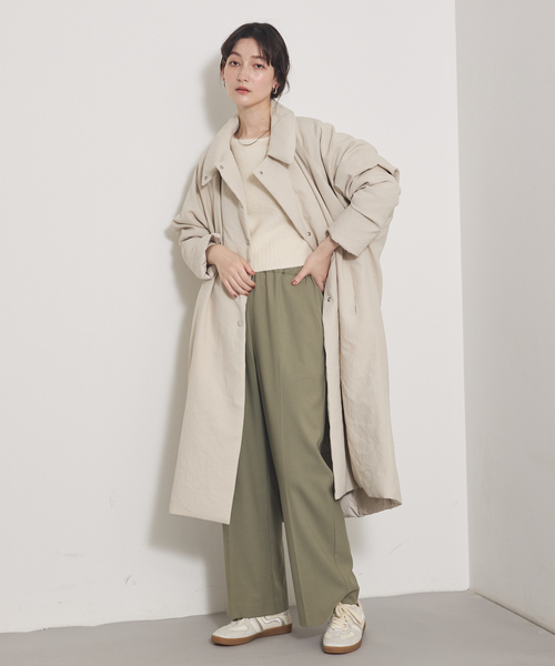 qualite(カリテ)の「最終在庫入荷!在庫あるのみ【昨年完売ダウンが進化して新登場】タスランポリリバーロングダウン/リバーシブル可能//冬服/オフィスカジュアル/モンスターパーカー(ダウンジャケット/コート・レディース・ブラック/ベージュ・38/34)」の6枚目の写真