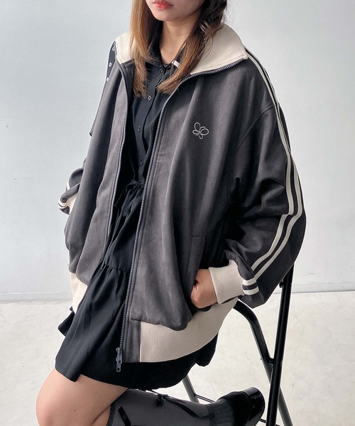 AS KNOW AS plus（アズノゥアズプラス）の「♪スウェード サイドライン Wジップトラックジャケット 【UNISEX ITEM】（ジャージ・レディース・アイボリー/ブラウン/スミクロ/ピンク・FREE）」の2枚目の写真