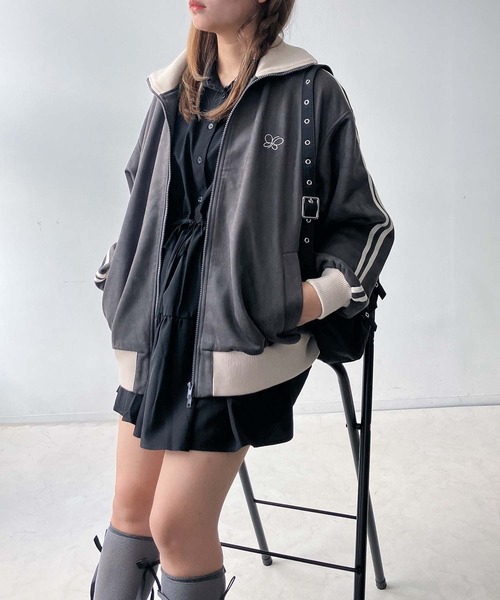 AS KNOW AS plus（アズノゥアズプラス）の「♪スウェード サイドライン Wジップトラックジャケット 【UNISEX ITEM】（ジャージ・レディース・アイボリー/ブラウン/スミクロ/ピンク・FREE）」の9枚目の写真