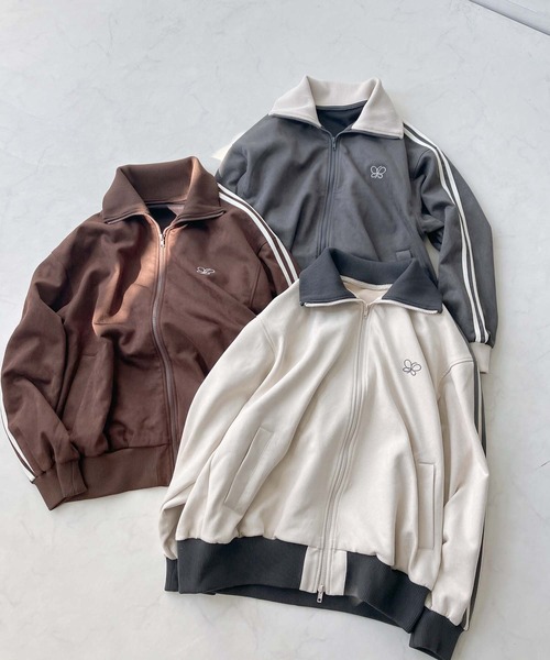 AS KNOW AS plus（アズノゥアズプラス）の「♪スウェード サイドライン Wジップトラックジャケット 【UNISEX ITEM】（ジャージ・レディース・アイボリー/ブラウン/スミクロ/ピンク・FREE）」の14枚目の写真