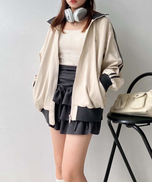 【未使用定価2.7万円】アズノウアズ マストハブ ジャケット 大きいサイズ セール】♪スウェード サイドライン Wジップトラックジャケット