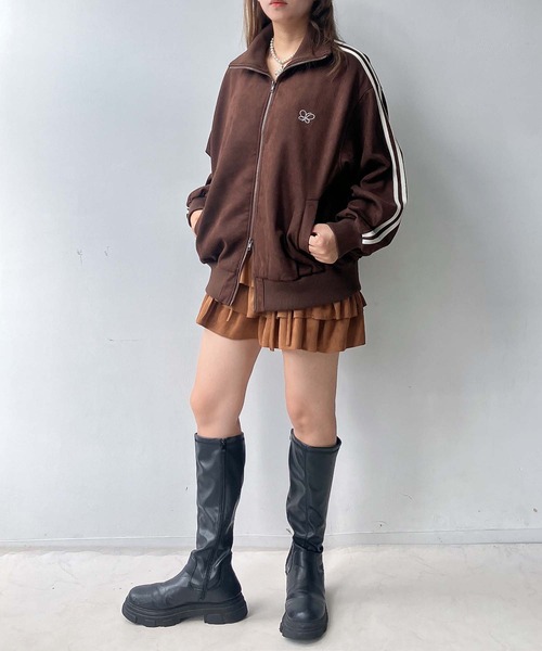 AS KNOW AS plus（アズノゥアズプラス）の「♪スウェード サイドライン Wジップトラックジャケット 【UNISEX ITEM】（ジャージ・レディース・アイボリー/ブラウン/スミクロ/ピンク・FREE）」の7枚目の写真