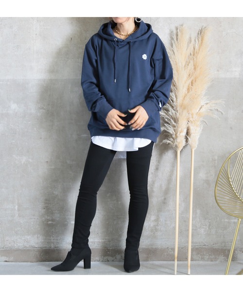 NOT型崩れ」ゆるパーカー／フード付きロゴスウェット（CLOVER DEPOT